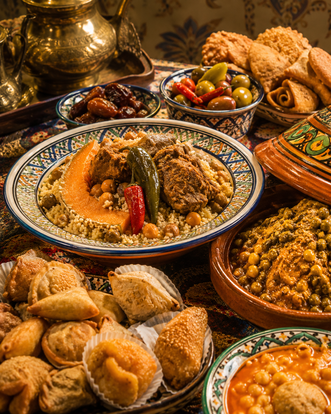 Traditional Algerian food table